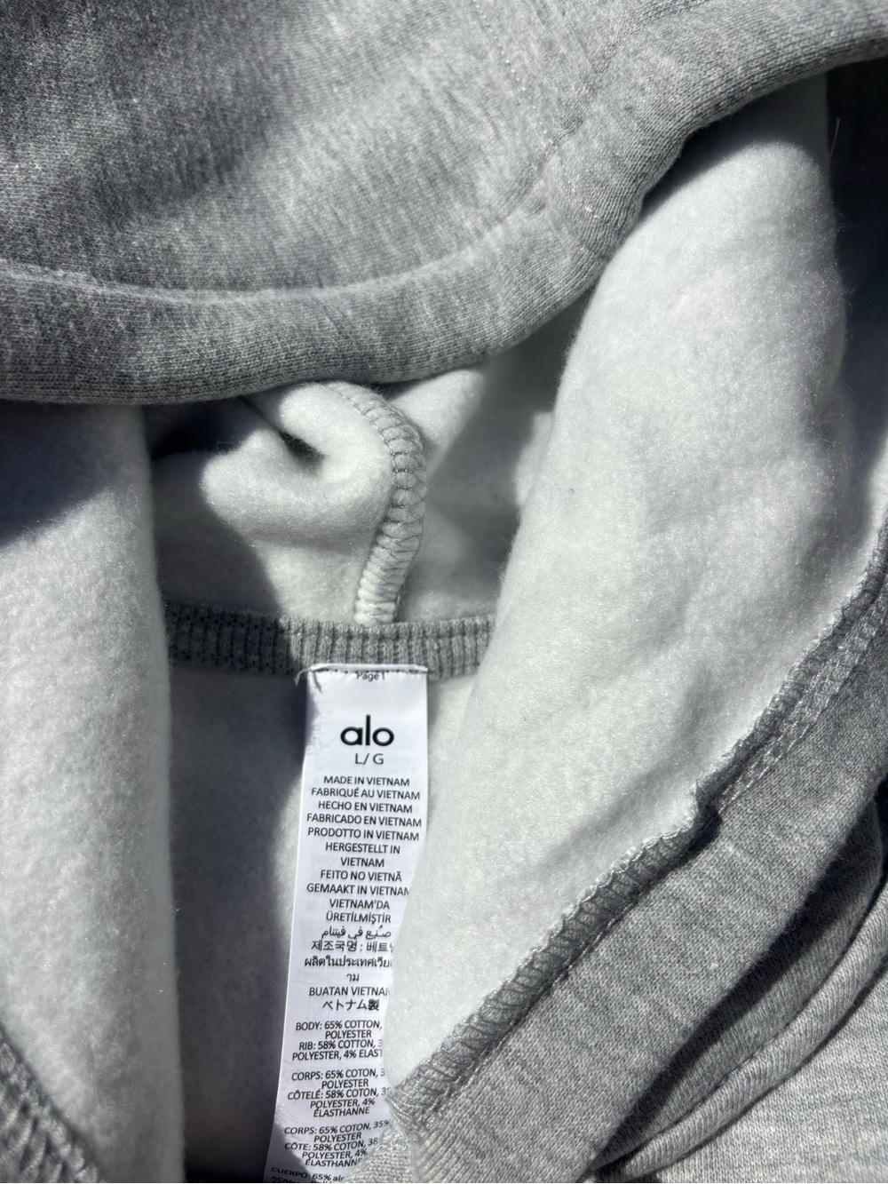 Alo Men's Light Gray Logo Hoodie - Picture 4 of 5